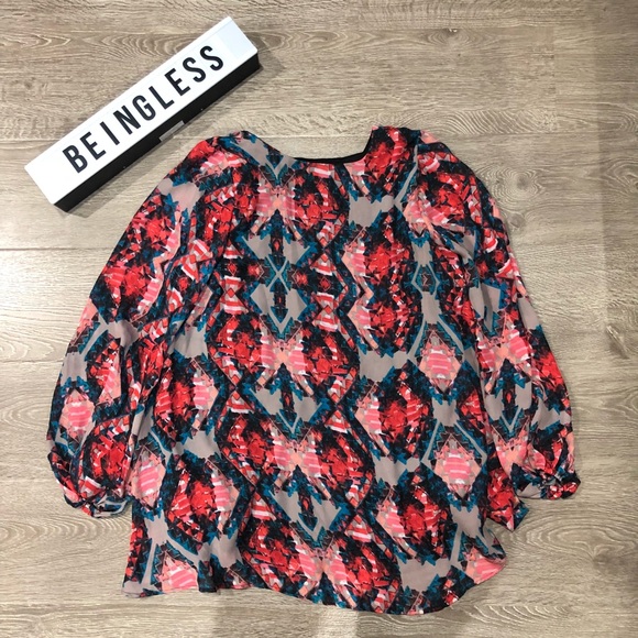 New Show Me Your Mumu Tunic Top Kaleidoscope Aztec Boho Chic Red Medium - Picture 6 of 6